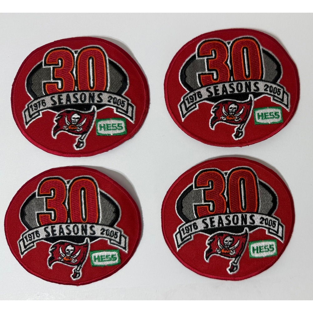 4 -Tampa Bay Buccaneers 30th Anniversary Patches 1976-2005 Hess NFL Red Logo NEW